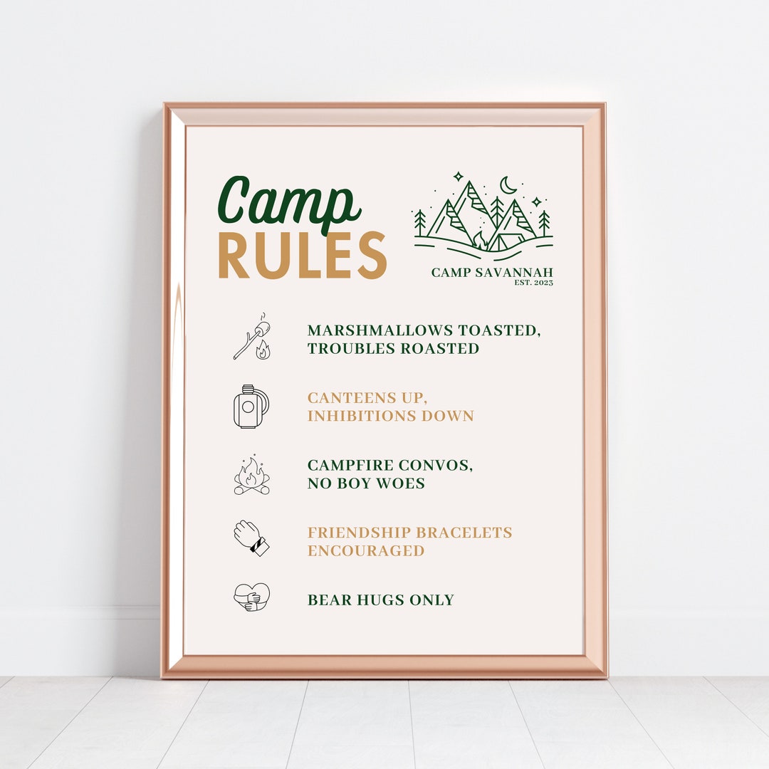Bachelorette Camp Rules Template, Camping Rules Sign, Camp Bachelorette Bachelorette Camp Rules Template, Camping Rules Sign, Camp Bachelorette
