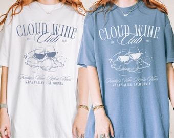Cloud Wine Bachelorette Club Custom Shirt, Bride On Cloud Wine Bachelorette Tshirt, Vino Before Vows Shirt, Wine Theme Bachelorette Merch
