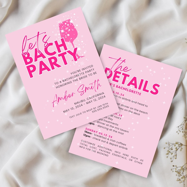 Barbie Bach Itinerary Template Etsy