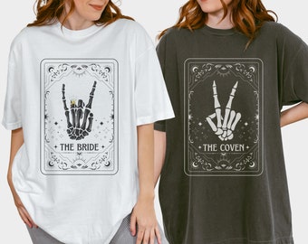 Bride and Coven Bachelorette Shirts, Coven Bride Shirt, Tarot Card Bride Top, Tarot Card Themed Bachelorette Shirts, Witchy Halloween Spooky