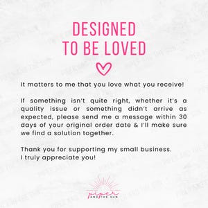 a pink and white photo with the words designed to be loved