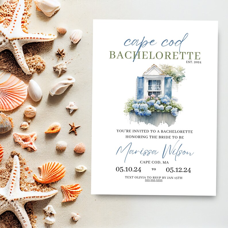 Cape Cod Bachelorette Party Invitation, Coastal Bachelorette, Last