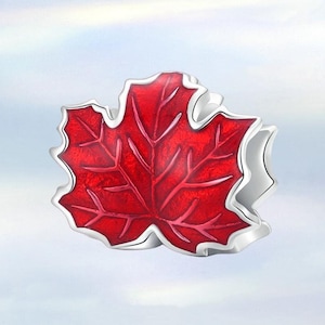 Kanada Rot Ahornblatt Anhänger • Neuer S925 Sterling Silber Anhänger für Armband • Halsketten-Anhänger • Geschenk für Sie