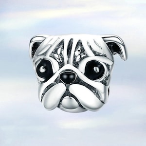 Pug Charms • Genuine S925 Sterling Silver Charm for Bracelet • Necklace Pendant • Gift for Her