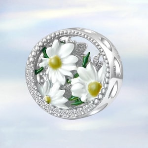 Daisy Flower Charm • S925 Sterling Silver Charm fit Pandora Bracelet • Necklace Pendant • Gift for Her