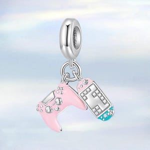 Pingente para console de videogame • Pingente de prata esterlina S925 para pulseira Pandora • Pingente de colar • Presente para ela