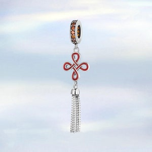 Chinese knot Dangle Charm • Genuine S925 Sterling Silver Charm for Bracelet • Necklace Pendant • Gift for Her