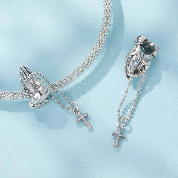 Cross Rosary Faith Charm: 925 Sterling Silver Charms for Bracelet