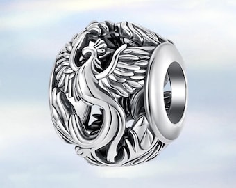 Phoenix Charm • S925 Sterling Silver Charm for Bracelet • Necklace Pendant • Gift for Her