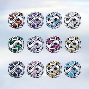Birthstone Charms • Genuine S925 Sterling Silver Charm for Bracelet • Necklace Pendant • Gemstone Crystal Birthstone