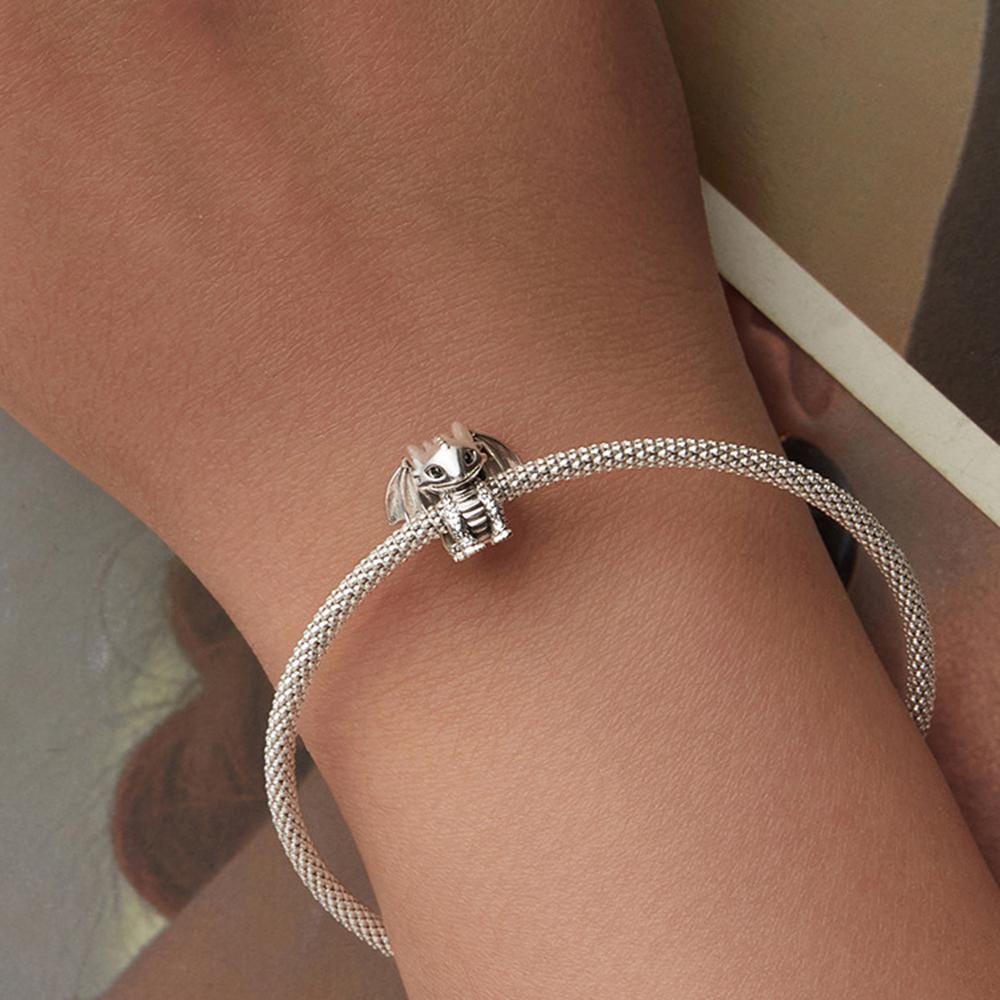 Silver Charm S925 Sterling Silver Toothless Black Dragon Charm For European Bracelets