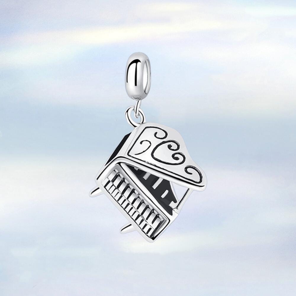 Queenberry Sterling Silver Grand Piano Charm Bead For European Bracelets - View #9