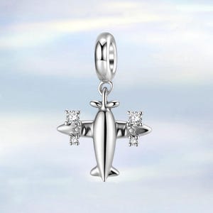 Airplane Dangle Charm • S925 Sterling Silver Charms fit Pandora Bracelet • Necklace Pendant • Gift for Her