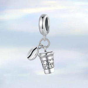 Coffee Cup Dangle Charm Coffee Charm • S925 Sterling Silver Charm fit Pandora Bracelet • Necklace Pendant • Gift for Her