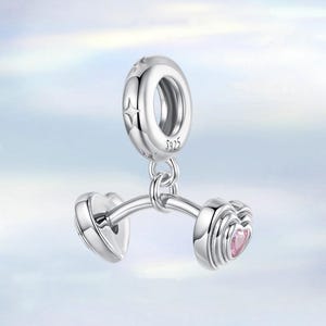 Barbell Charm Dumbbell Charm • New S925 Sterling Silver Charm fit Pandora Bracelet • Necklace Pendant • Gift for Her