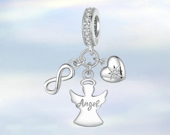 Guardian Angel Dangle Charm • S925 Sterling Silver Charm for Bracelet • Necklace Pendant