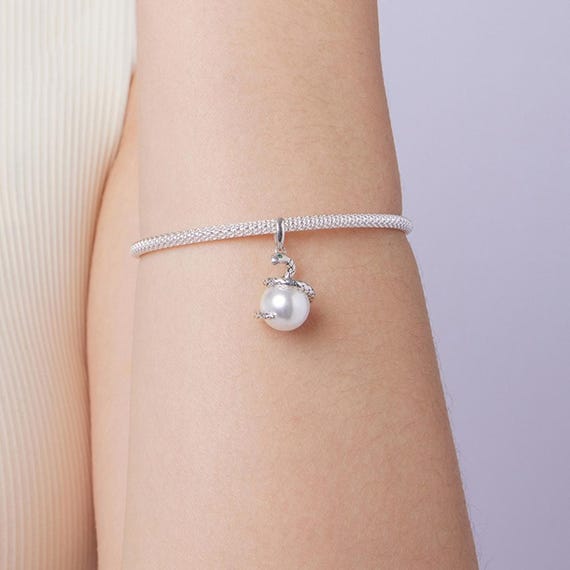 Bamoer S925 Sterling Silver 'Love You' Charm With Pearl & CZ - For Bracelets