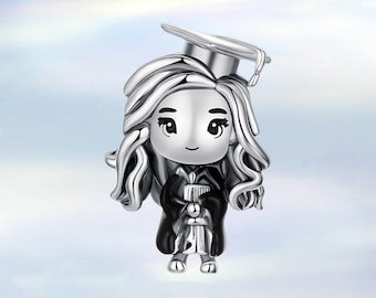 Girl Graduation Charm • New S925 Sterling Silver Charm for Bracelet • Necklace Pendant • Gift for Her