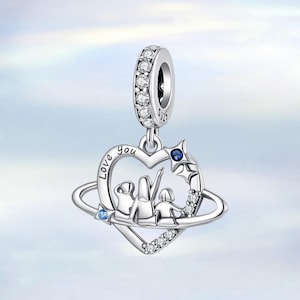 Liebe Familie Herz baumeln Charme • Neue S925 Sterling Silber Charm passen Pandora Armband • Halskette Anhänger • Geschenk für Sie