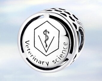 Veterinary Science Charm • Real 925 Sterling Silver Charm for Bracelet • Necklace Pendant