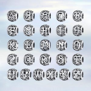 Dijes del alfabeto de la A a la Z • Dije de plata esterlina S925 genuina para pulsera • Colgante de collar • Regalo para ella