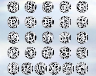 Buchstabe A - Z Alphabet Anhänger • Echter S925 Sterling Silber Anhänger für Armband • Kettenanhänger • Geschenk für Sie