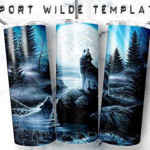 Wolf Tumbler, 20oz Skinny Tumbler, Sublimation Designs for Straight/Tapered Tumbler, PNG File, Digital Download, Wolf Tumbler 20oz, Wolf