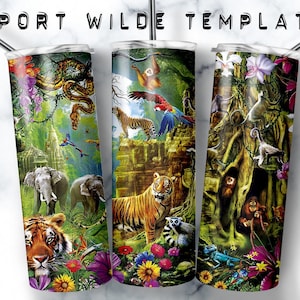 Jungle Animals Tumbler Wrap, 20oz Tumbler Sublimation, Digitale 20oz Tumbler, Animals Digital Design, Sublimation Digital Design, Jungle wrap