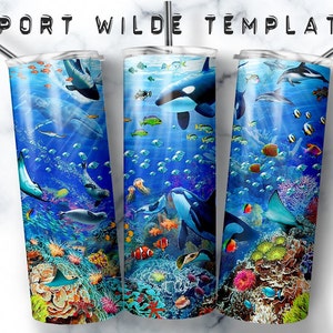 Undersea Tumbler, Ocean animal Tumbler Wrap, Undersea Tumbler Wrap, Fish Undersea wrap, Tumbler Digital Design, Coffee Tumbler, Ocean wrap