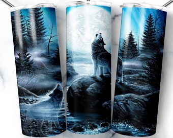 Wolf Tumbler Sublimation Design: 20oz Skinny Tumbler PNG (Digital Download)