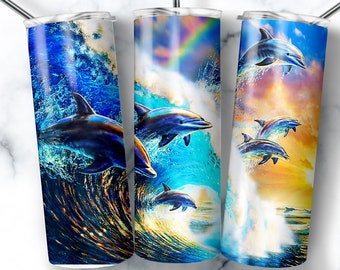 Dolphin Tumbler, Dolphin Tumbler Wrap, Watercolor Tumbler Wrap, Ocean Animals, Tumbler Design, Coffee Tumbler, Digital Download,Dolphin Wrap