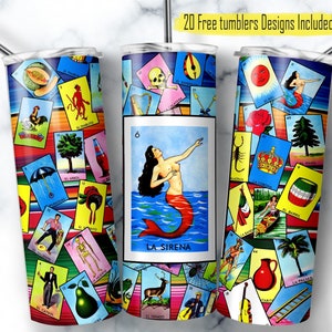 Loteria messicana Tumbler Wrap, 20oz Skinny Design, Loteria Cards Design, Sublimation Digital Design, La Sirena Loteria, The Mermaid Card