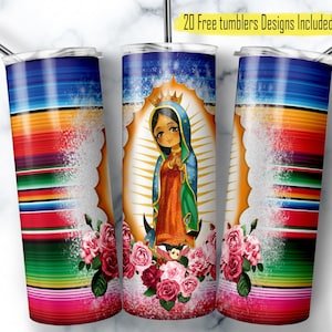 Virgen de Guadalupe Digital Design, Mexican Virgen Tumbler Wrap, Catholic Digital Wrap, 20oz Skinny Tumbler, Digital download Design, México