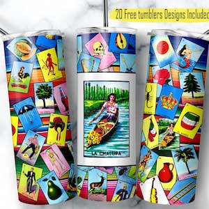 Mexicain Loteria Tumbler Wrap, 20oz Skinny Design, Loteria Cards Design, Sublimation Digital Design, La Chalupa Loteria, La Chalupa Card