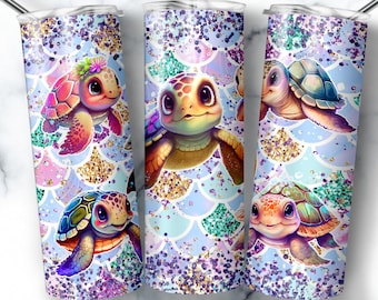 Glitter Turtle Tumbler Wrap Design (Digital Download)