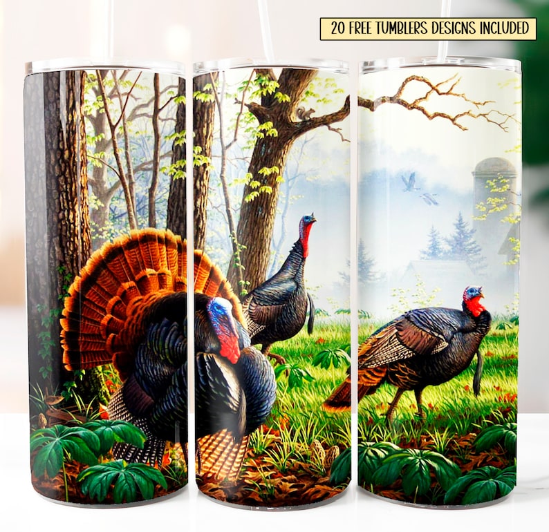 Turkey Hunter 20oz Tumbler Wrap Design (digital nedladdning) bild 1