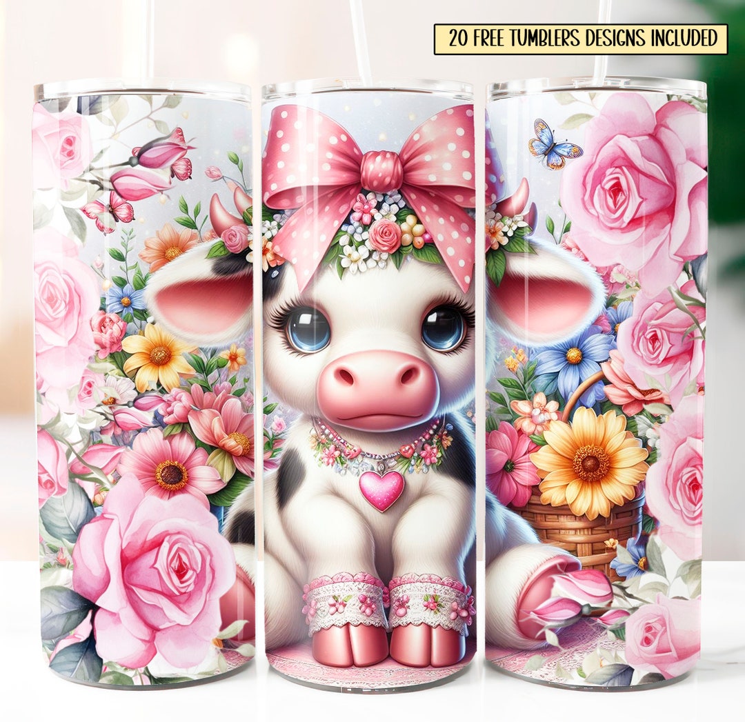 Floral Highland Cow Tumbler Wrap Design (digital Download) - Etsy