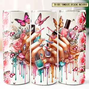 Nail Tech Digital 20 Unzen Wrap, 20 Unzen Skinny Tumbler Design, Nagelkünstler Tumbler Wrap, digitaler Download, tropfender Kaffeeliebhaber wickeln