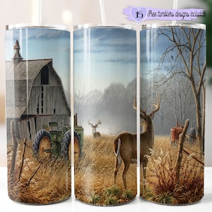 Envoltura de vaso de ciervo, diseños de vaso delgado de 20 oz, envoltura de vaso, diseño digital de ciervo de otoño, diseño digital de sublimación, diseño de envoltura de ciervo de caza