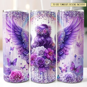 Angel Tumbler 20oz Design, Glitter Angel Tumbler Wrap, 20oz Skinny Tumbler Sublimation, sofortiger digitaler Download, Fantasy Angel 20oz Design