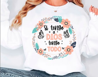Floral Religious Phrases PNG SVG JPG - Spanish Bible Verse (Digital Download)