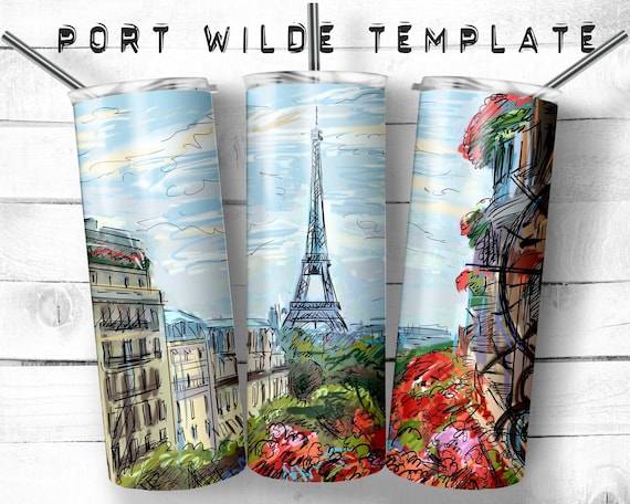 Paris Paint Digital Design, Paris Tumbler Wrap, Digital Design, 20oz Digital Design, Coffee Tumbler, Eiffel Tower France,Paris Coffee Design