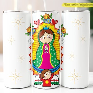 Virgen de Guadalupe Tumbler Wrap: Mexican Catholic Design (Digital Download)