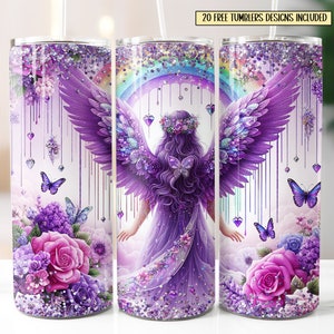 Angel Tumbler 20oz Design, Glitter Angel Tumbler Wrap, 20oz Skinny Tumbler Sublimation, sofortiger digitaler Download, Fantasy Angel 20oz Design
