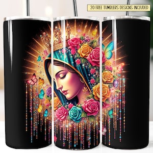 Virgen de Guadalupe Tumbler Wrap: Mexican Catholic Design (Digital Download)