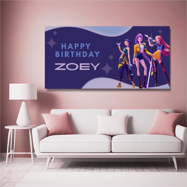 K-pop Demon Hunters Birthday Banner | Editable Canva Template | Digital ...