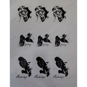Adesivos/adesivos afro-caribenhos, impressão em preto e branco, ideia original para presente