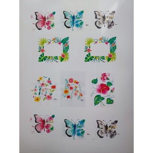 Stickers/autocollants printemps papillons fleurs, cadeau coloré original pas cher, décoration cahier