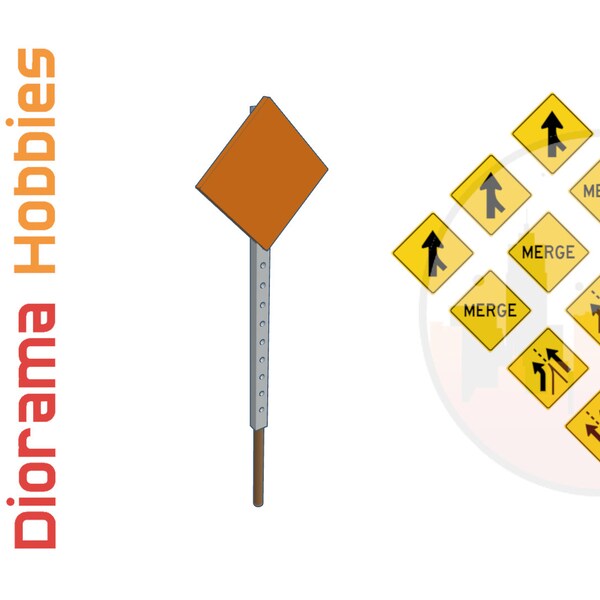 Road Signs Merging / Entering Roadway (12 pack) HO Scale 1:87