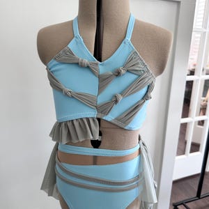 New Girl’s Youth Medium (8-10) Blue/Gray Contemporary Lyrical Dance Custom Costume